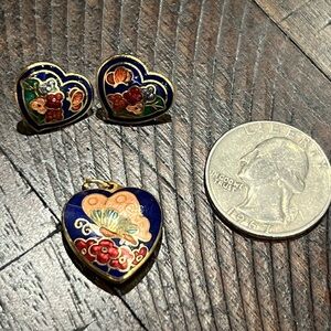 Cloisonné Earrings & Pendant